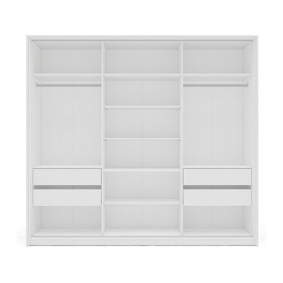 Guarda-Roupa Casal com Espelho Valência 3 Portas 4 Gavetas Branco e Creme