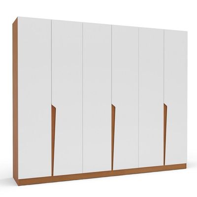 Guarda-Roupa Casal Porto 6 Portas 4 Gavetas Freijó e Branco