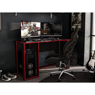Mesa Gamer Singapura Preta e Vermelha