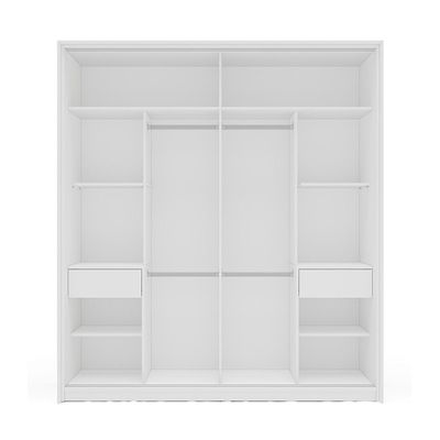 Guarda-Roupa Casal com Espelho Valência 2 Portas 2 Gavetas Branco e Azul