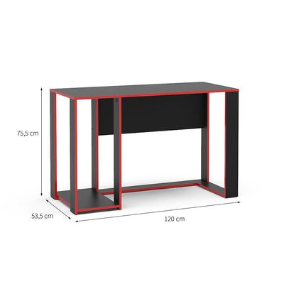 Mesa Gamer Singapura Preta e Vermelha