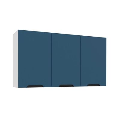 Armário Aéreo Meena 3 Portas Azul e Branco