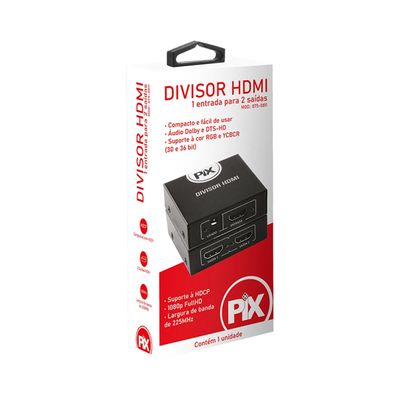 Splitter HDMI 1.3 1 Entrada X 2 Saidas Preto PIX
