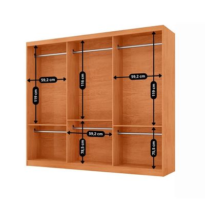 Guarda-Roupa Casal Royale 100% MDF 3 Portas Naturalle e Off White