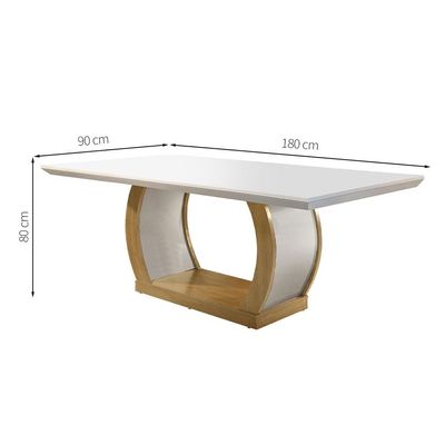 Conjunto de Mesa de Jantar com Tampo de Vidro e 6 Cadeiras Maia Veludo Creme e Imbuia