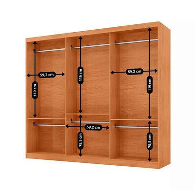 Guarda-Roupa Casal Royale 100% MDF 3 Portas Naturalle