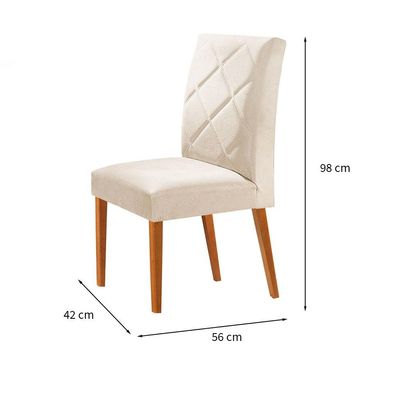 Conjunto com 6 Cadeiras Aurora Veludo Pérola e Capuccino