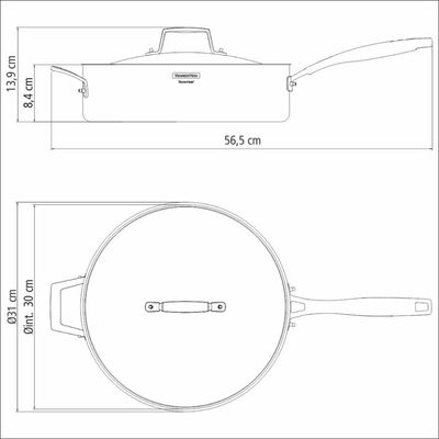 Frigideira Tramontina Grano Aço Inox com Tampa 30 cm 5,6 L