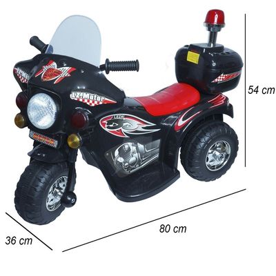 MINI MOTO ELETRICA POLICIA PRETO 6V - IMPORTWAY