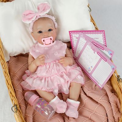 BONECA LAURA BEBE REBORN BABY ABBY 45CM 100% VINIL - SHINY TOYS