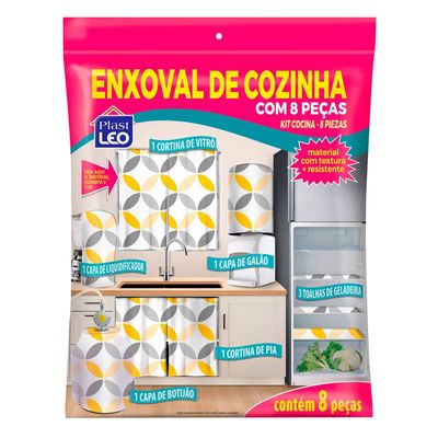 Kit Enxoval de Cozinha Plast Leo em Oxford Estampado com 8 Peças UNICA