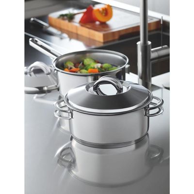 Jogo de Panelas Tramontina Solar 5 Peças em Aço Inox com Fundo Triplo e Tampas de Inox
