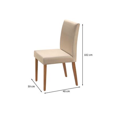 Conjunto de Mesa de Jantar com 4 Cadeiras Talia Veludo Off White e Creme