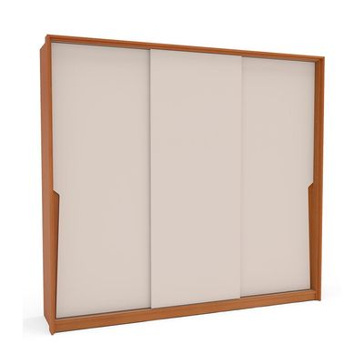 Guarda-Roupa Casal Porto 3 Portas 4 Gavetas Freijó e Creme