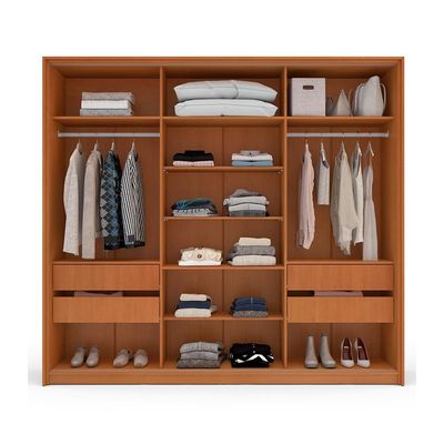 Guarda-Roupa Casal Porto 3 Portas 4 Gavetas Freijó e Creme