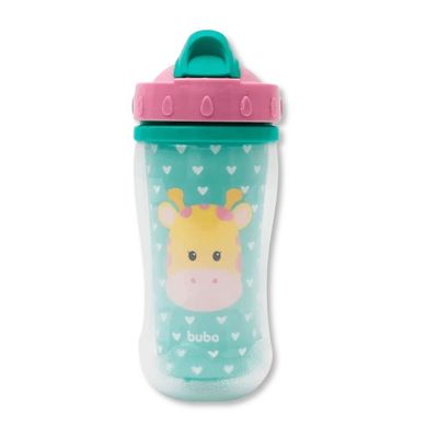 COPO PAREDE DUPLA C/ CANUDO ANIMAL FUN GIRAFA - BUBA