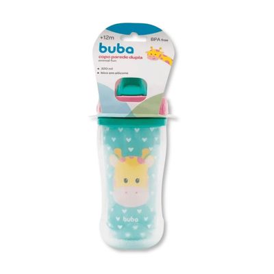 COPO PAREDE DUPLA C/ CANUDO ANIMAL FUN GIRAFA - BUBA