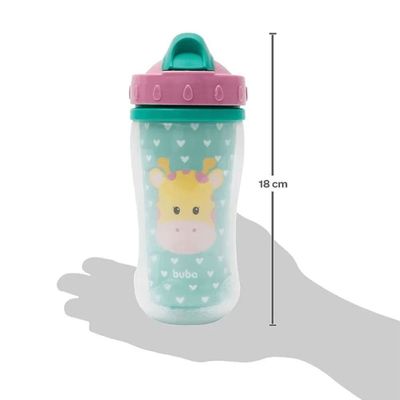 COPO PAREDE DUPLA C/ CANUDO ANIMAL FUN GIRAFA - BUBA