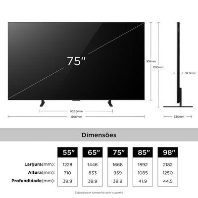 Smart TV 75" TCL 75A400M 4K QD-MINI LED Google TV