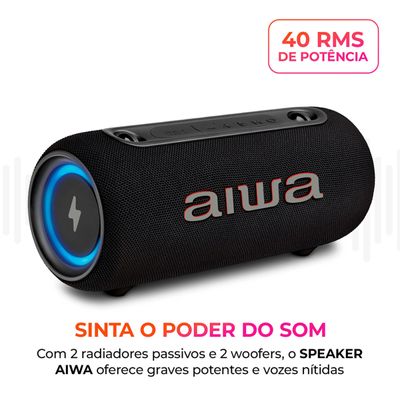 Caixa de Som Portátil Aiwa Speaker AWS-SP-04-LB 40W Bluetooth