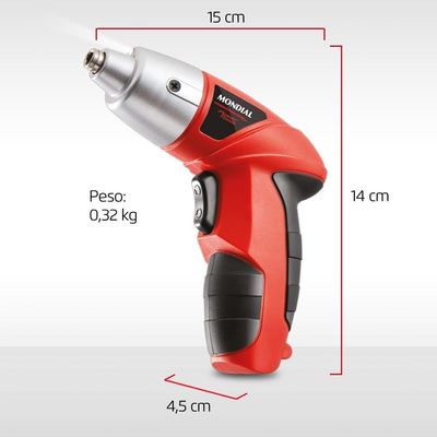 Parafusadeira Mondial FPF-05 Mandril Magnético Bateria Bivolt