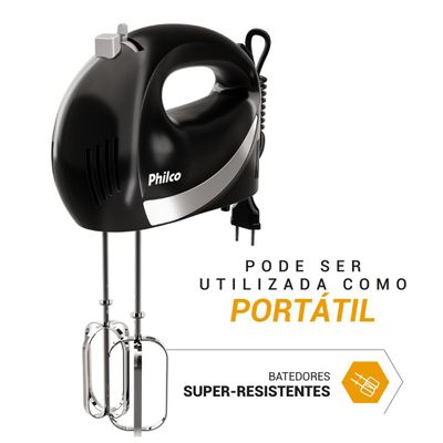 Batedeira Philco Portátil 4L 500W 4 Velocidades PBT50A 127V