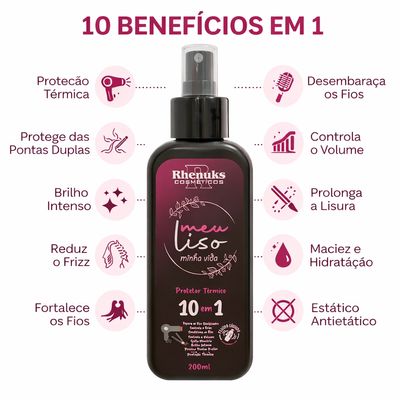 Kit Alisamento Perfeito: Escova Alisadora Profissional + Protetor Térmico 10 em 1