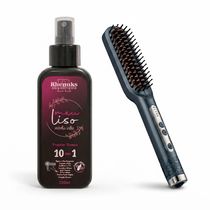 Kit Alisamento Perfeito: Escova Alisadora Profissional + Protetor Térmico 10 em 1