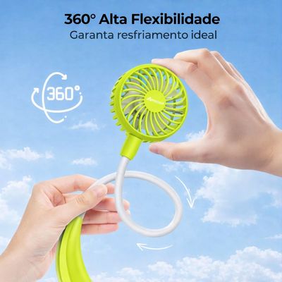 Kit Verão Conforto: Mini Ar Condicionado Portátil + Ventilador de Pescoço Verde