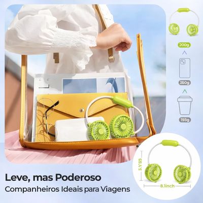 Kit Verão Conforto: Mini Ar Condicionado Portátil + Ventilador de Pescoço Azul