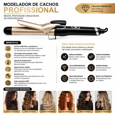 Kit Cachos Perfeitos: Modelador Profissional + Protetor Térmico 10 em 1