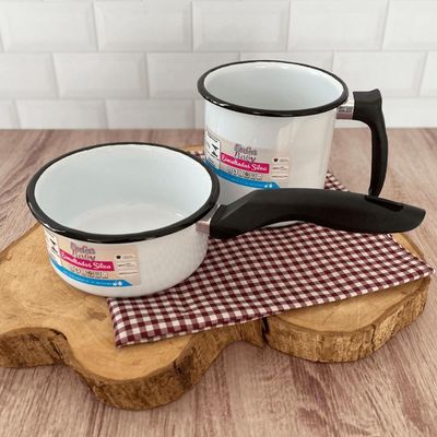 Jogo Papeiros e Leiteiras Esmaltadas 12 Peças Lascadas Rosa Branco