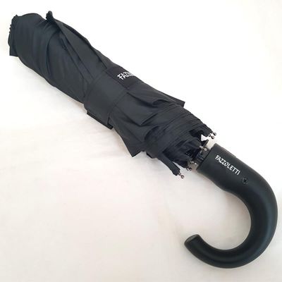 Guarda Chuva Fazzoletti Cabo Curvo Abertura Automática Preto Preto
