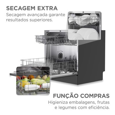 Lava-Louças Midea 8 Serviços Touch Plus com Função Compras e Ciclo 70°C Cinza cinza / 110