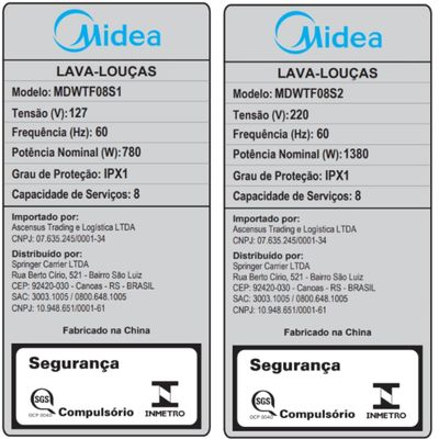 Lava-Louças Midea 8 Serviços Touch Plus com Função Compras e Ciclo 70°C Cinza cinza / 110