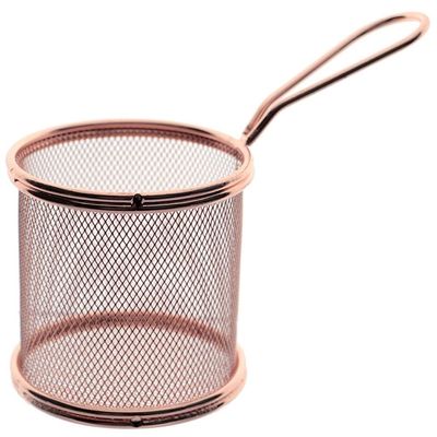 Mini Cesta Redonda para Alimentos Dynasty Fry em Aço Inox - Rosé