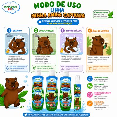 Kit Banho Capivara Infantil Bioinstinto Kids