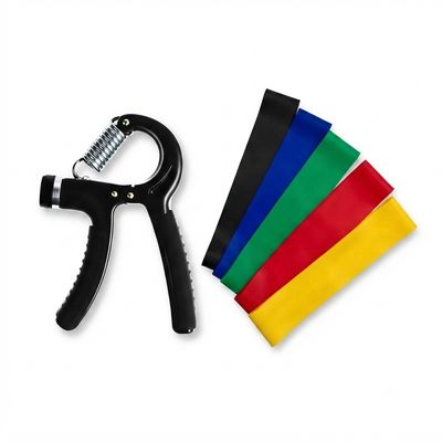Kit Performance Total: 5 Faixas Elásticas + Hand Grip Ajustável