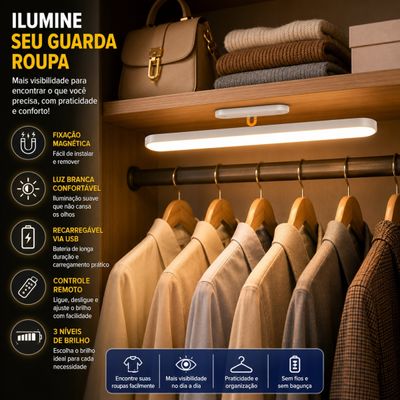 Luminária de Leitura Magnética Barra LED Recarregável