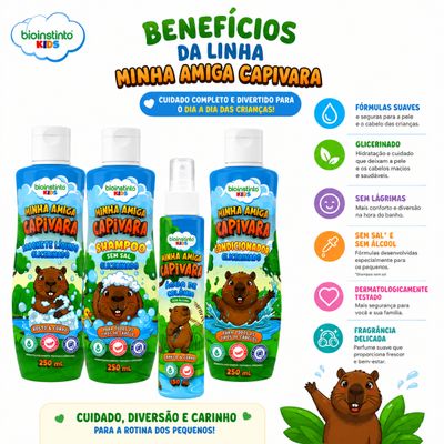 Kit Banho Capivara Infantil Bioinstinto Kids