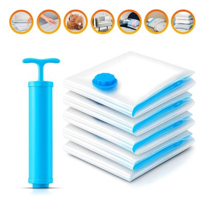 Kit 5 Sacos a Vácuo para Armazenamento com Bomba Manual