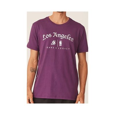 Camiseta Básica Masculina Estampada Los Angeles Lakers Roxa N512A - NBA P
