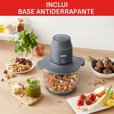 Processador de Alimentos Arno Choppeo CH01 500W com Recipiente de Vidro 2L Cinza / 110