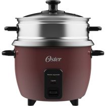 Panela Elétrica de Arroz Oster 1L Bordô Antiaderente Função Aquecer Tampa de Vidro