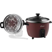 Panela Elétrica de Arroz Oster 1L Bordô Antiaderente Função Aquecer Tampa de Vidro