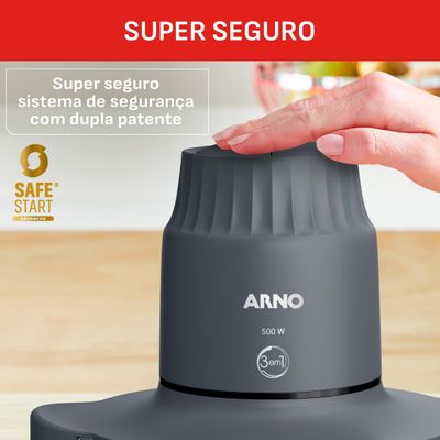 Processador de Alimentos Arno Choppeo CH01 500W com Recipiente de Vidro 2L Cinza / 110