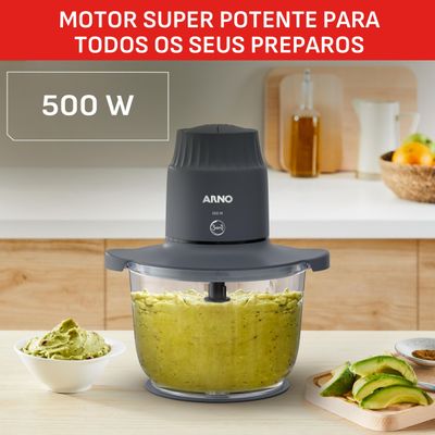 Processador de Alimentos Arno Choppeo CH01 500W com Recipiente de Vidro 2L Cinza / 110