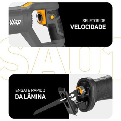 Serra Sabre WAP WF-SA01 1200W com Punho Giratório Velocidade Variável e Troca Rápida Preta / 220