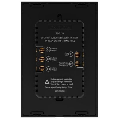 Interruptor Touch Smart Tramontina Preto com 3 Canais