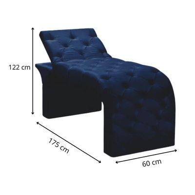 Maca Estofada Estética Cílios Regulável Spa Veludo Juliette Azul Marinho